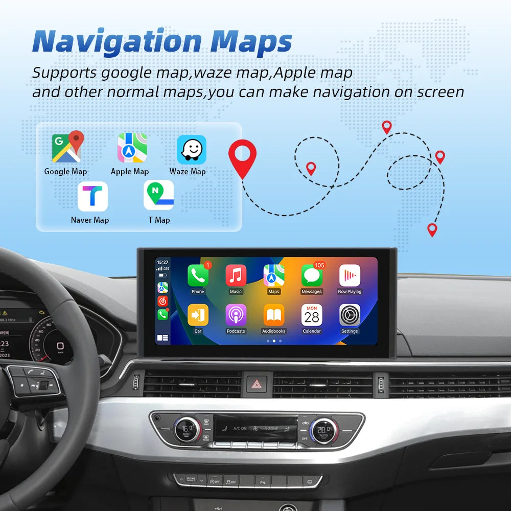 Linux Wireless CarPlay Android Auto Screen For Audi Q5 B9 2016-2022 Car Radio Car Multimed