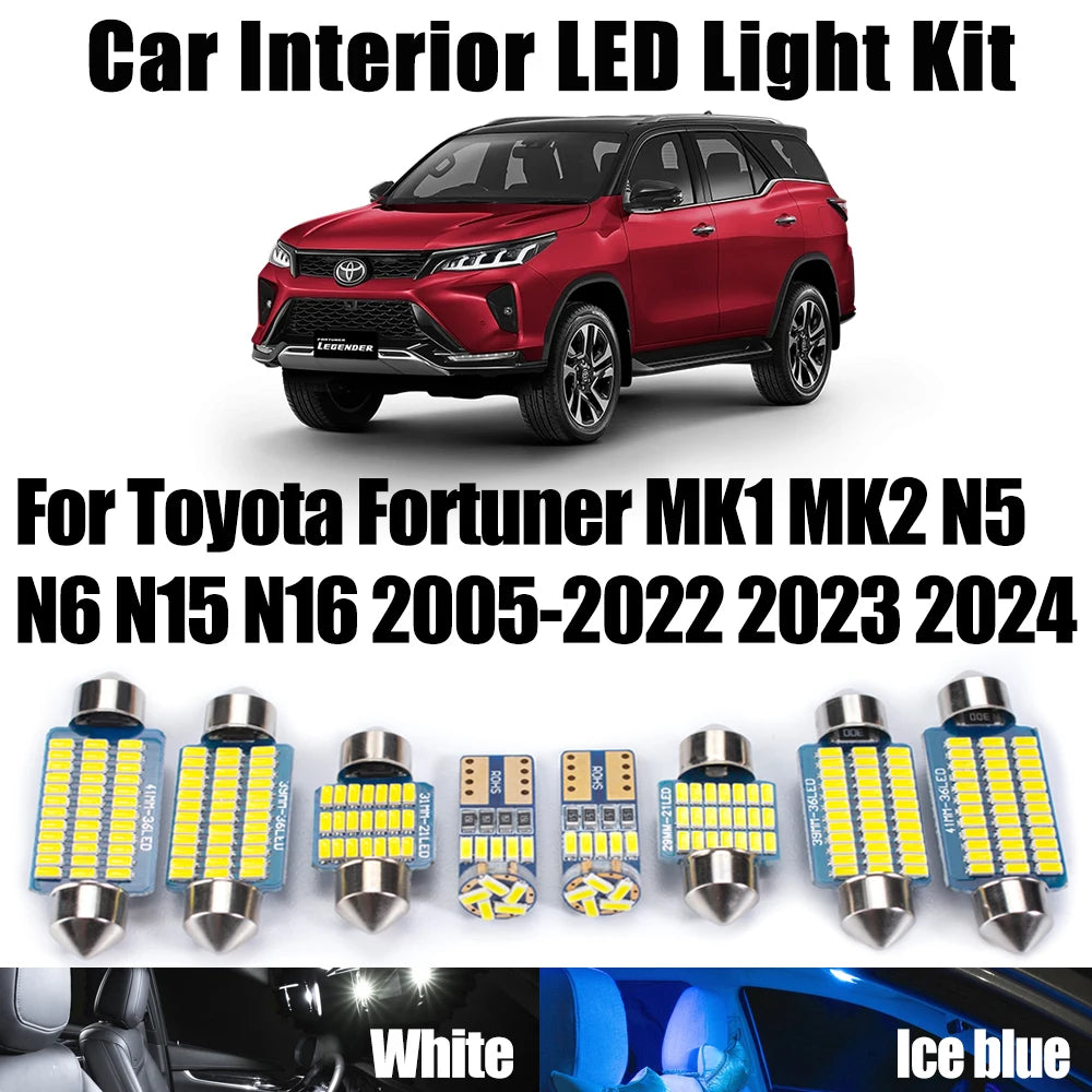 LED Interior Light Kit for Toyota Fortuner MK1 MK2 N5 N6 N15 N16 2005-2021 - Canbus Dome Map Door Trunk Bulbs | AUTOK...