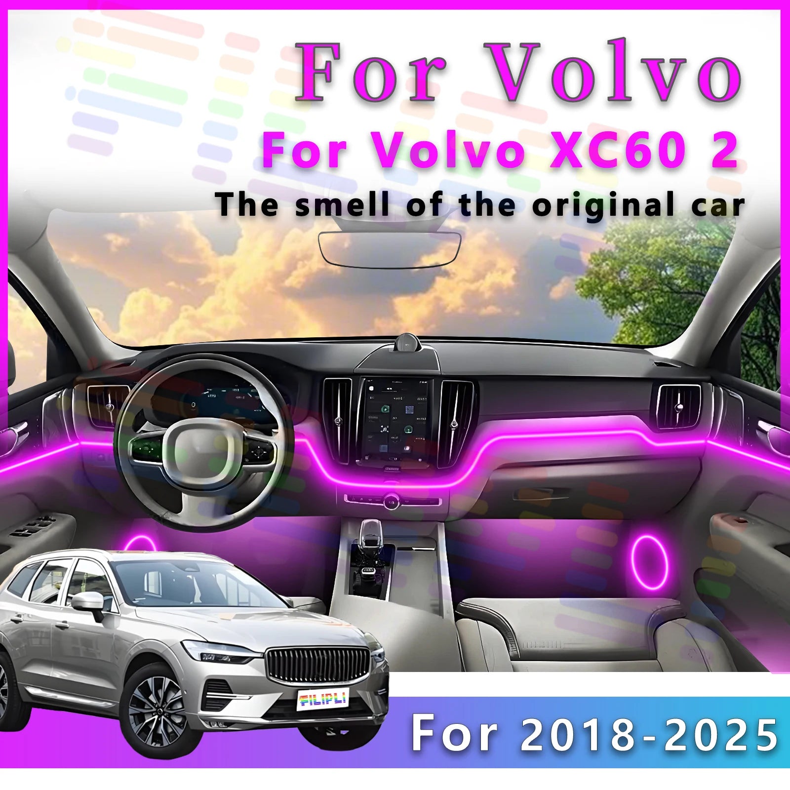 RGB - Ambient Light - for Volvo XC60 - App Control - Car Interior Lighting | AUTOKITSHOP