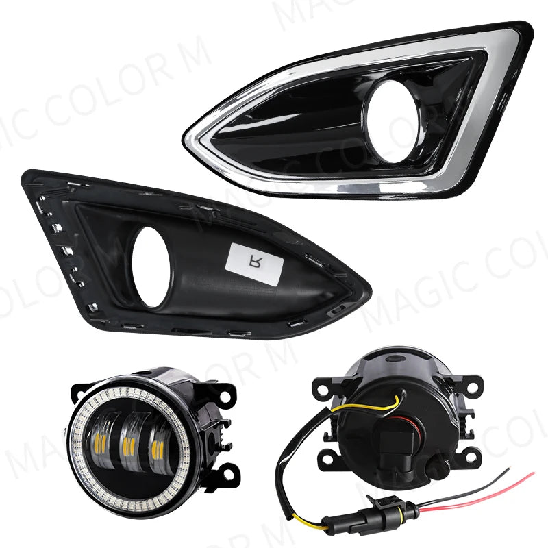 LED Fog Lamps For Ford Edge 2015 2016 2017 2018 DRL Daytime Running Lights Angel Eyes Halo | AUTOKITSHOP