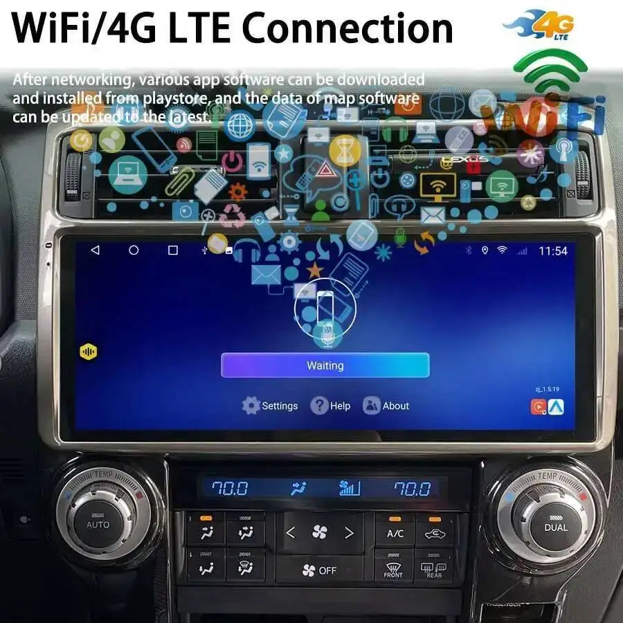 12.3 Inch Navirider Android 14 Car Stereo for Toyota 4 Runner 2009-2019 GPS Navigation Blu