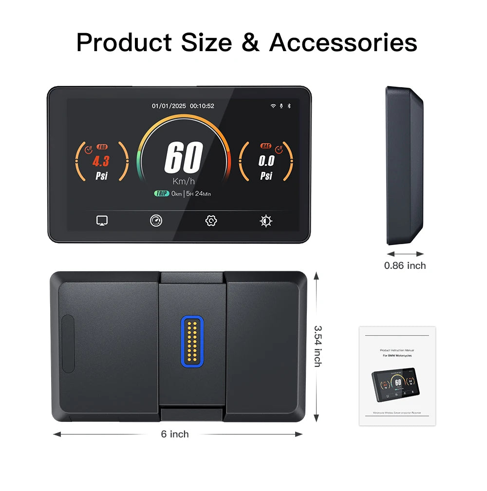 6 inch Screen For BMW Motorcycle R1200GS R1250GS R1300GS ADV S1000XR F850 Wireless CarPlay | AUTOKITSHOP