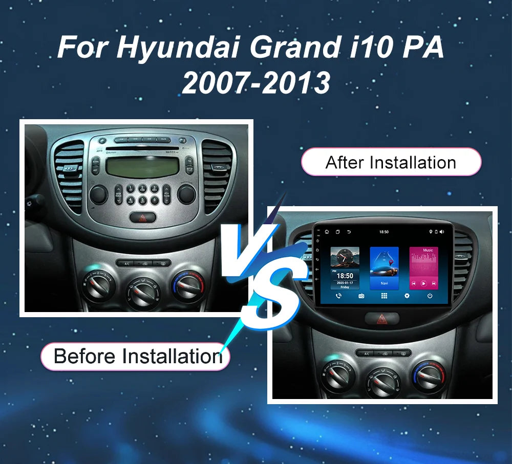 Android 15 Car DVD For Hyundai i10 2007 2008 2009 2010-2013 Auto Radio Stereo Multimedia P
