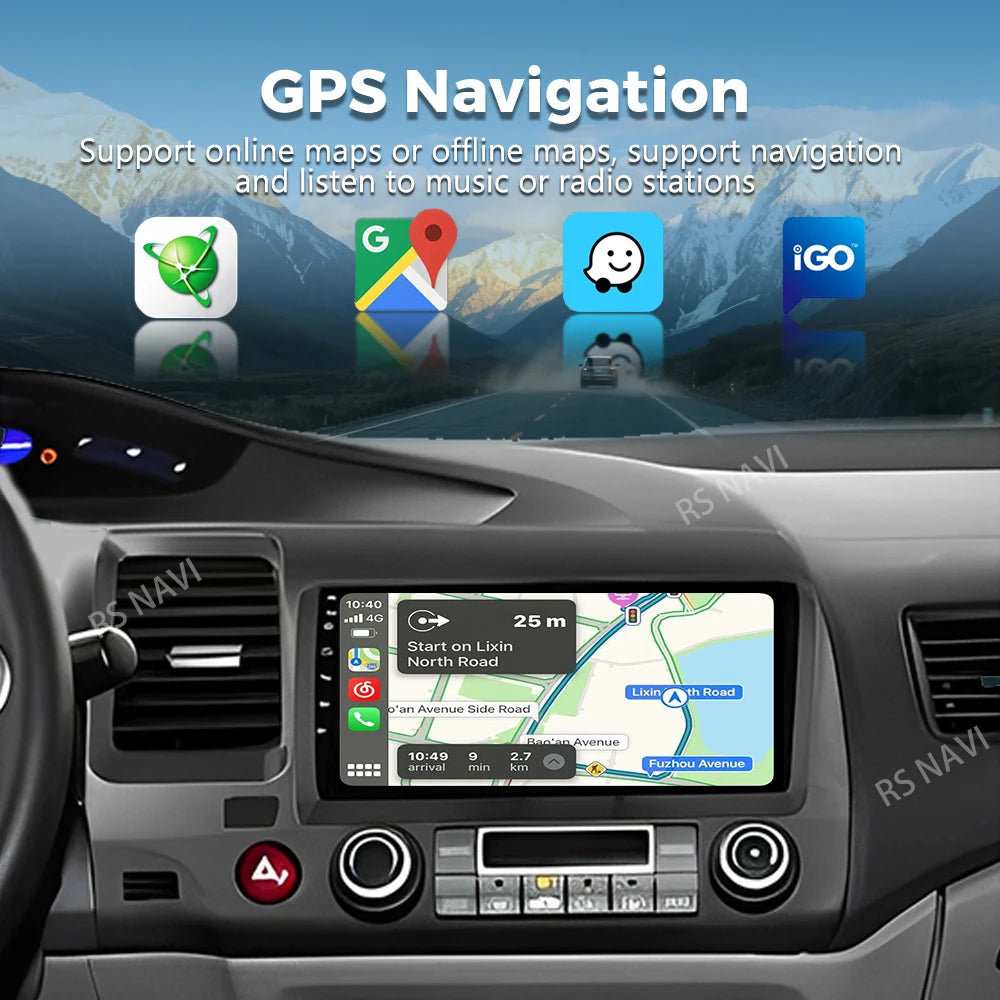 Plug and Play Android 16 For Honda Civic 8 FK FN FD 2005 - 2012 2K QLED Android Car Radio