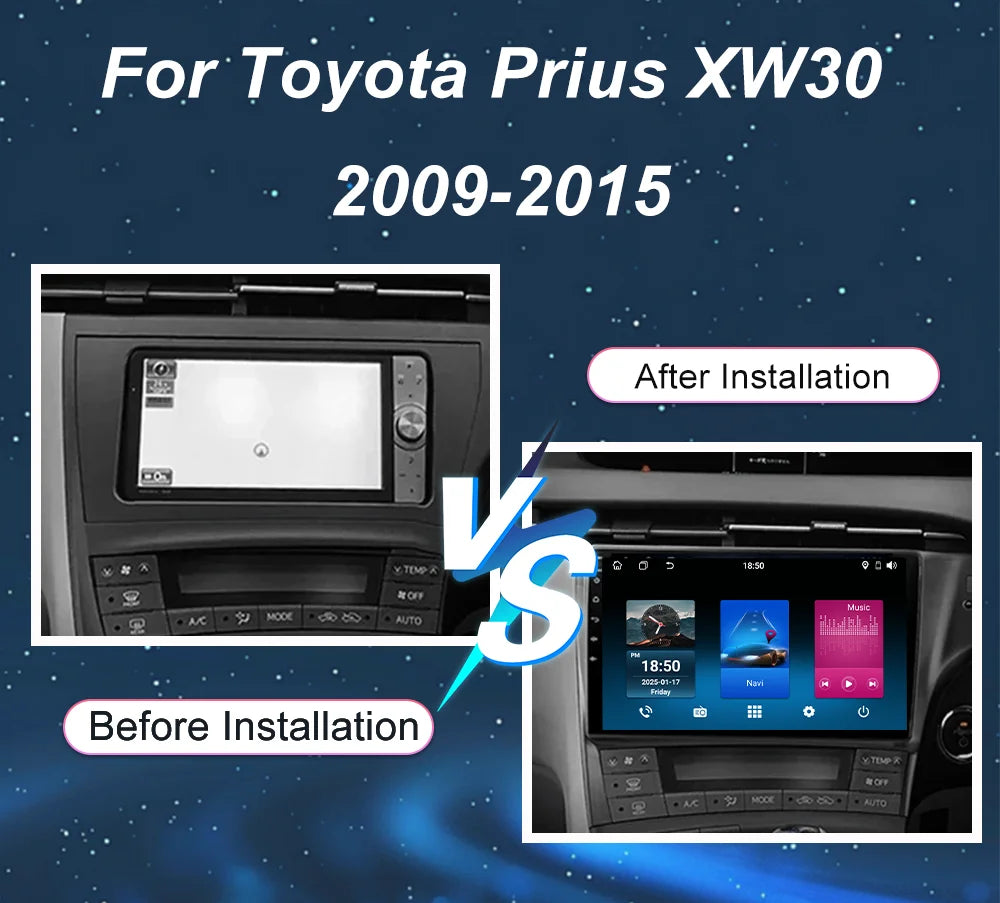 Android 15 For Toyota Prius XW30 2009-2015 Car Radio Stereo Multimedia Video Player Naviga