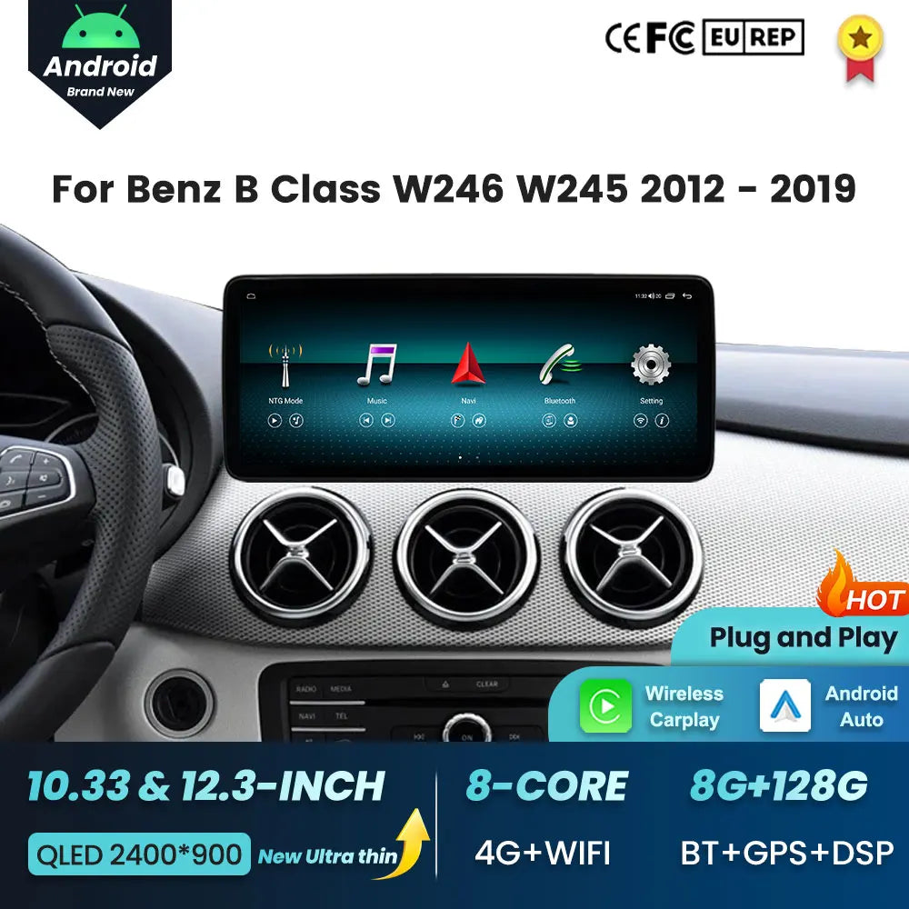 for Benz B Class W246 W245 2012 - 2019 Android 16 HD Screen Wireless Carplay Autoradio Car | AUTOKITSHOP