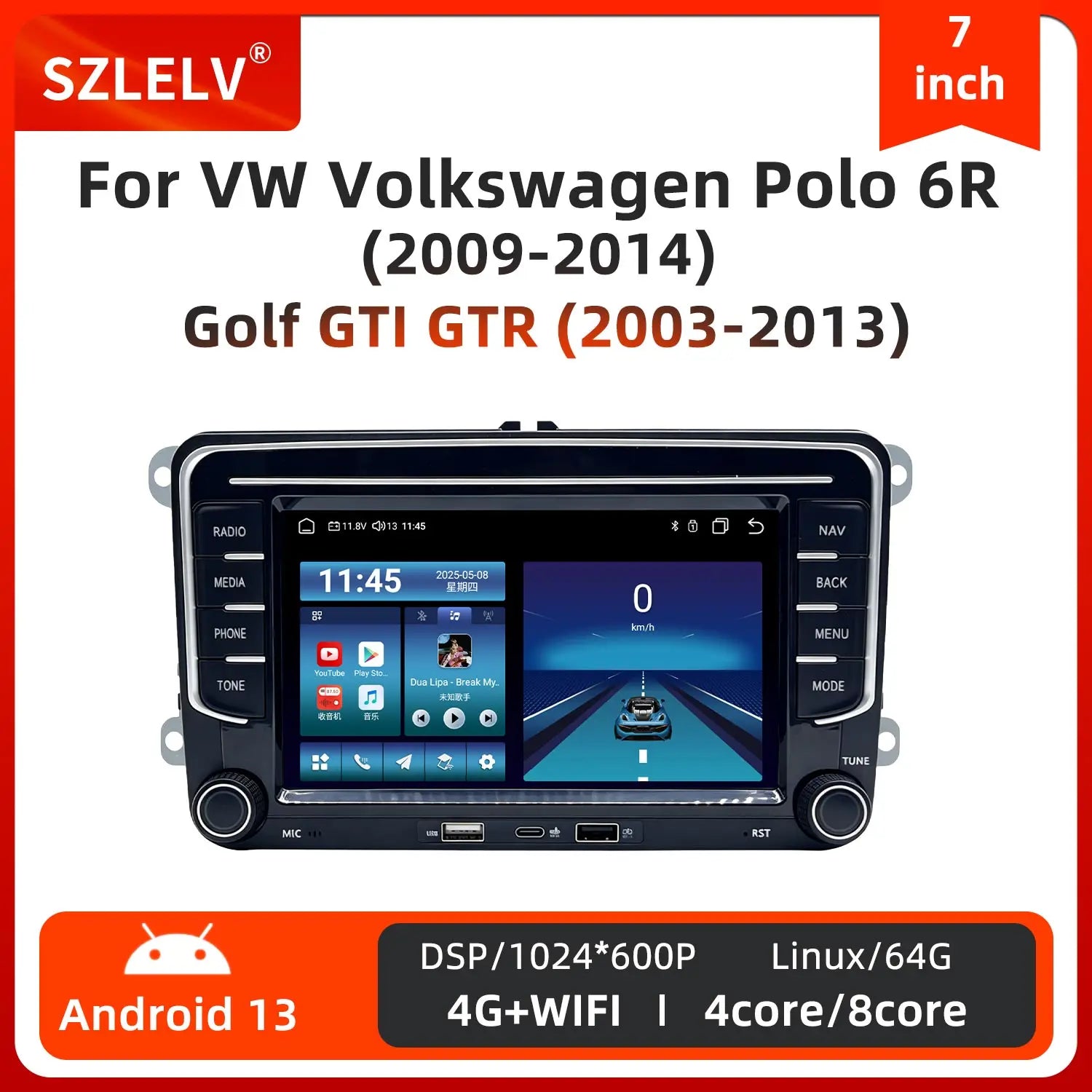 Wireless CarPlay Android Car Radio For Volkswagen Golf Jetta Passat Tiguan Skoda Octavia M