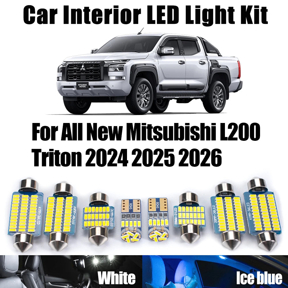 9-Piece LED Interior Light Kit for All New Mitsubishi L200 Triton - Canbus Error-Free Bulbs | AUTOKITSHOP