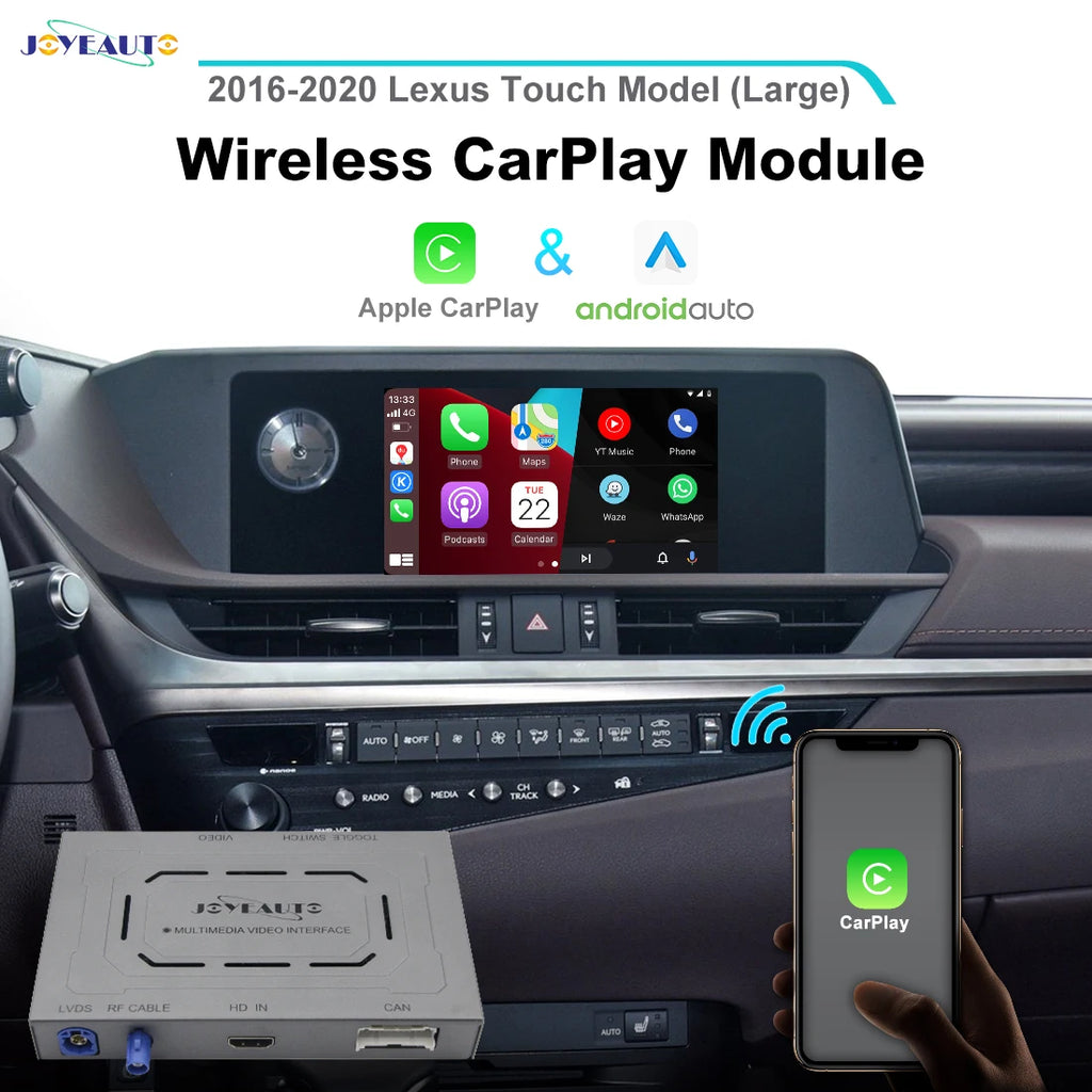 Wireless CarPlay Android Auto Interface Kit for Lexus 2016-2020 ES NX RX UX - Mirror-Link AirPlay Support Cam Retrofit