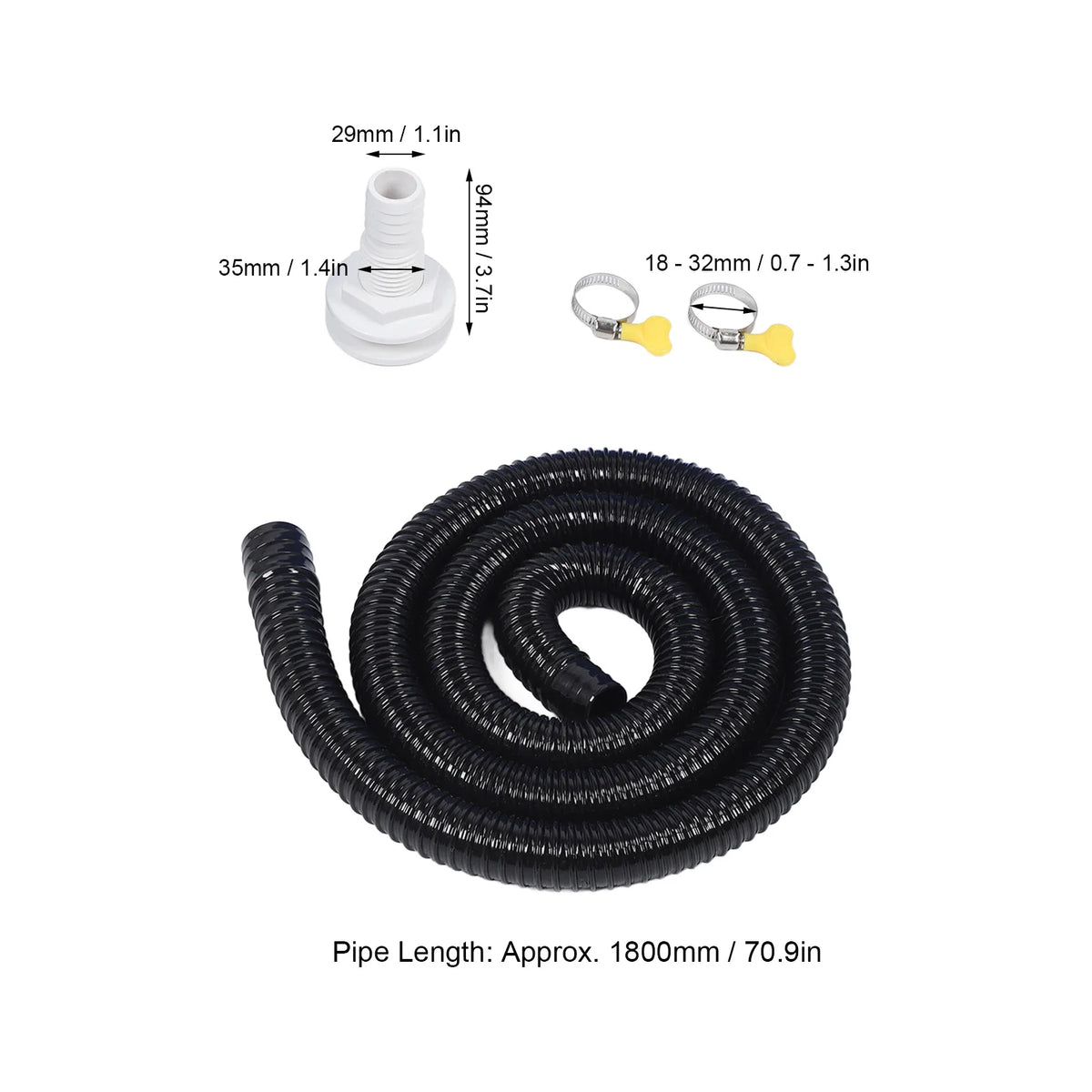 Bilge Pump Installation Kit Black 1‑1/8in Leak Proof Easy Installation Bilge Pump Hose for Bilge - Automotive LED Light