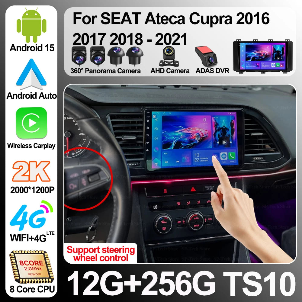 Android 16 For Seat Ateca Cupra 2016 2017 2018-2021 Car Radio Multimedia Video Player Navi | AUTOKITSHOP