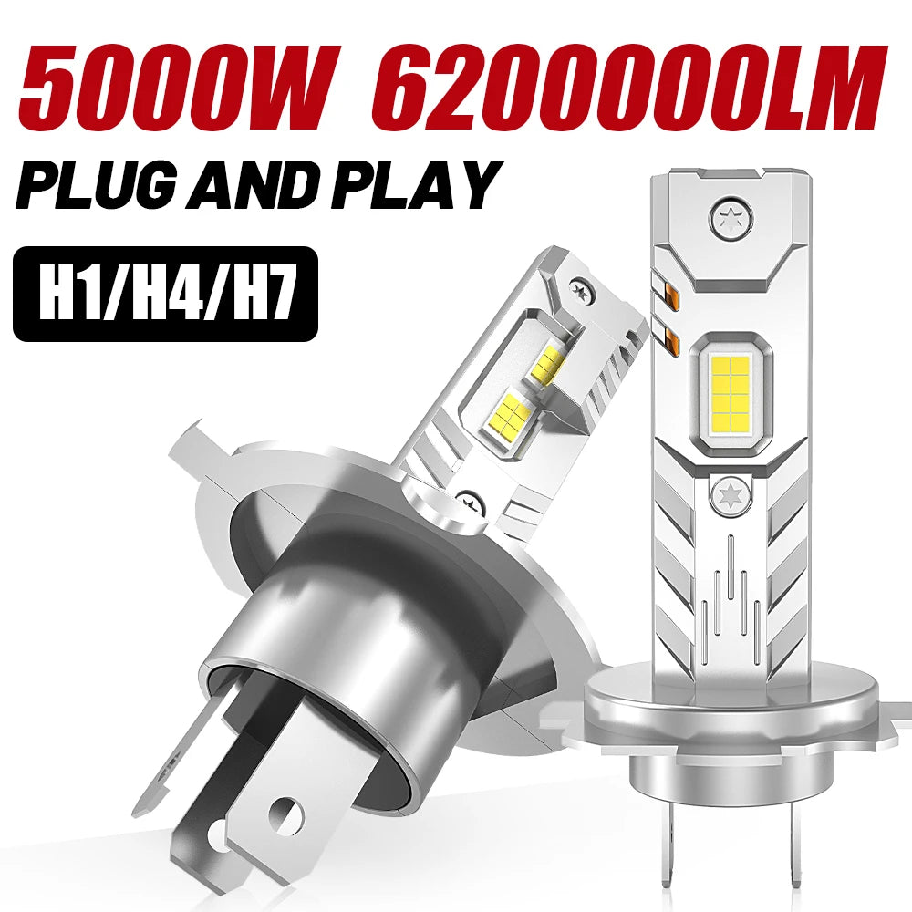 H7 LED Headlight Bulbs for Car Canbus High Power Auto Lights 6200000LM 5000W H4 H1 Mini Si
