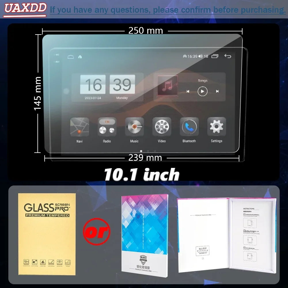 For 9 10.1 Inch Car Universal Tempered Glass Screen Protector GPS CD Android Navigation LC