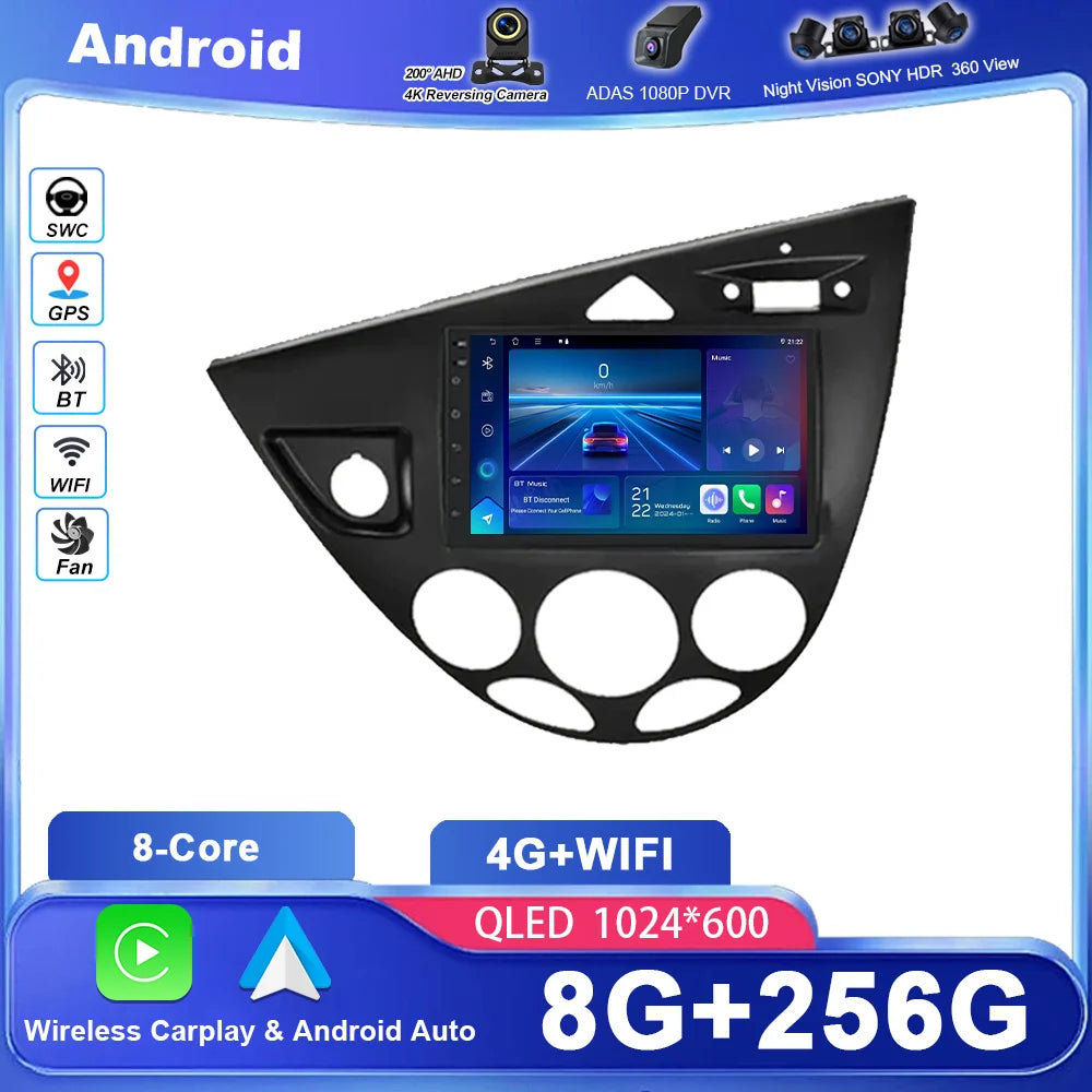 Android 15 Car DVD Radio Stereo For Ford Fiesta 1995 -2001 Focus MK1 1998 -2004 Auto GPS N