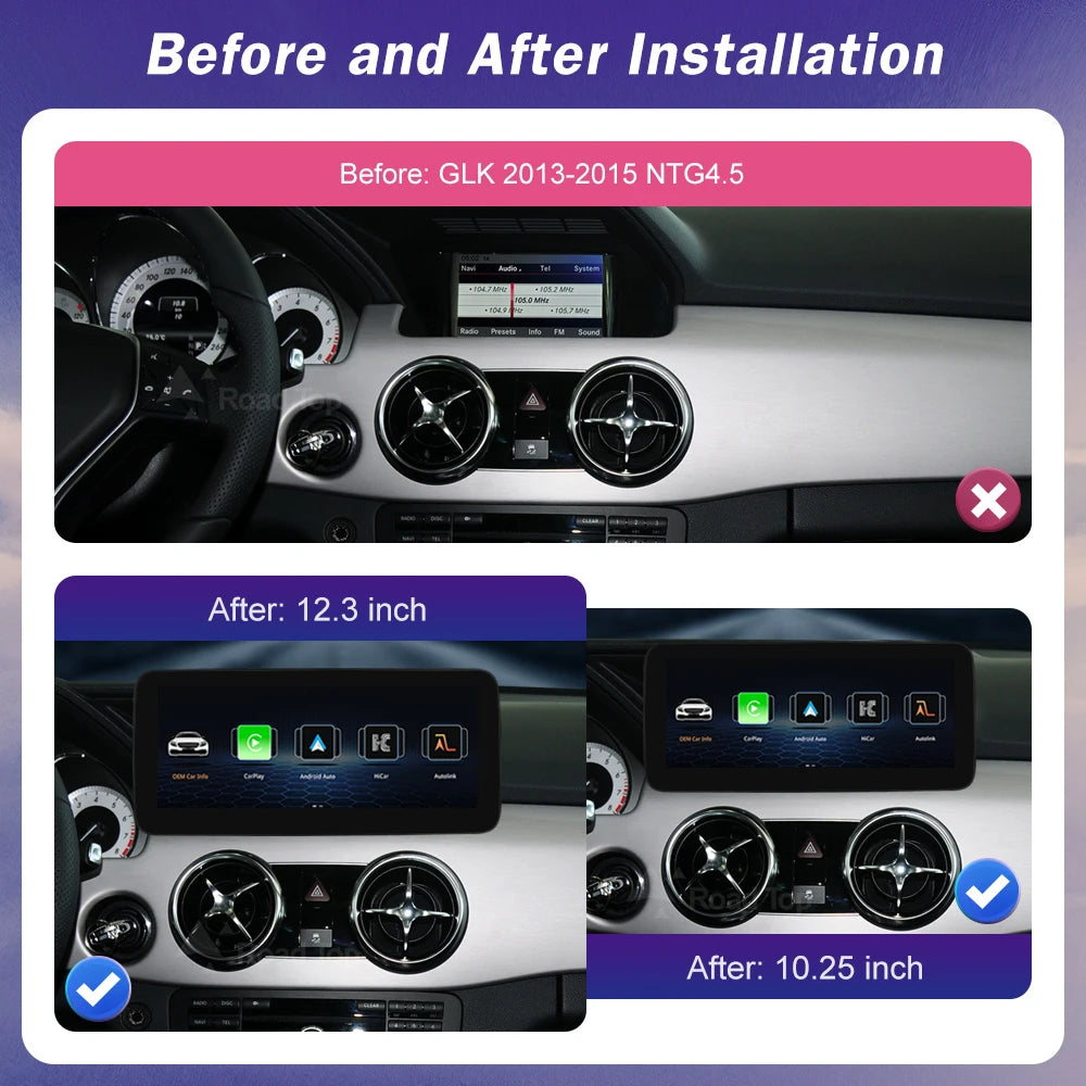 Wireless CarPlay Android Auto Linux Car Radio Multimedia Screen for Mercedes Benz GLK 2013 | AUTOKITSHOP