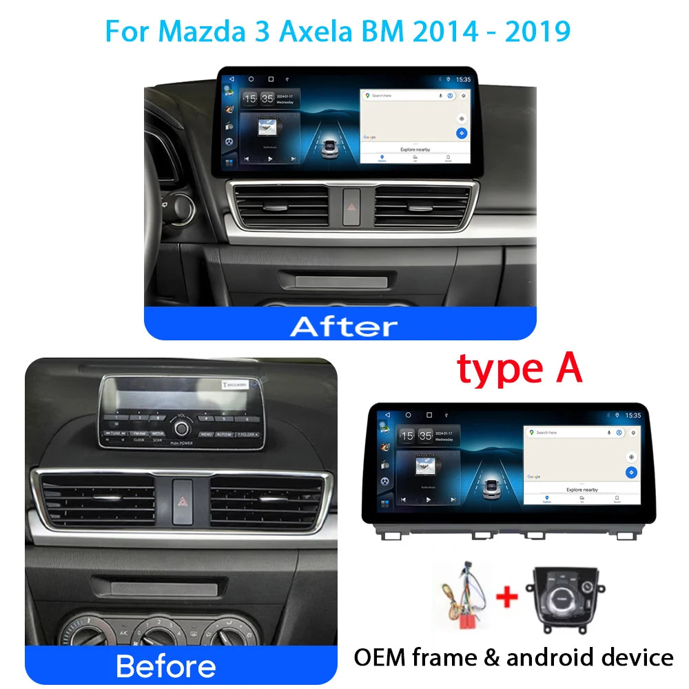 12.3' Android 15 CarPlay Car Radio For Mazda 3 Axela BM 2014 - 2019 Multimedia Player 2 DI