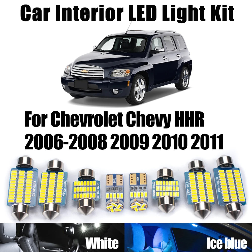 11-Piece LED Interior Light Kit for Chevrolet Chevy HHR 2006-2009 - Canbus Dome Map Door Trunk Bulbs | AUTOKITSHOP
