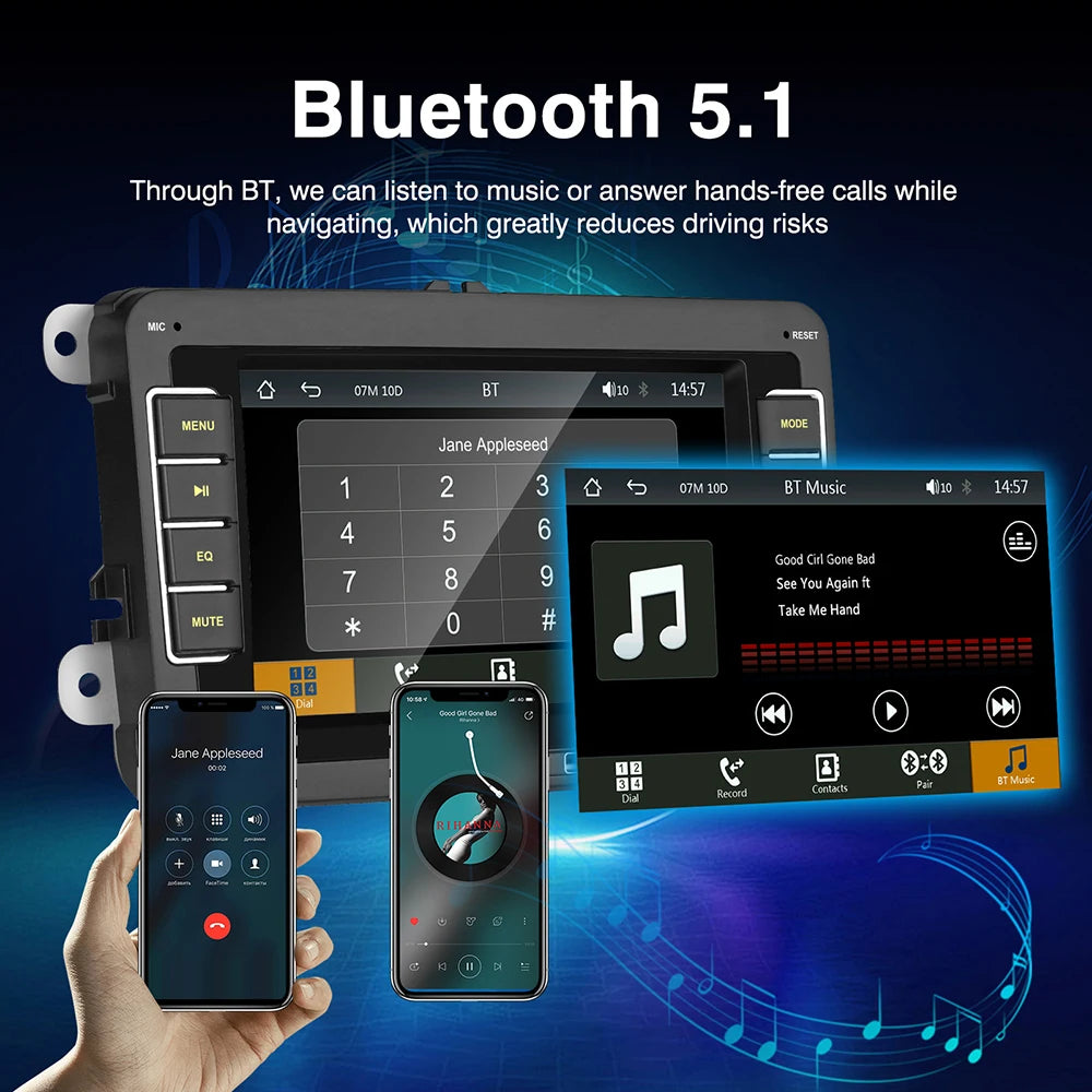 For VW Volkswagen Passat B7 B6 Golf Touran Polo Tiguan Jetta 7inch for Carplay Android Aut