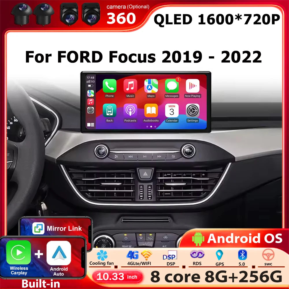 Car Radio Multimedia Video Player GPS Navigation For FORD Focus 2019-2022 Android 16 Auto
