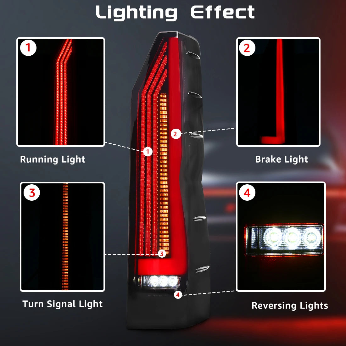 Pair of Tail Lamps For Toyota Hiace 2019 2020 2021 2022 2023 2024 Running Brake Turn Signa | AUTOKITSHOP