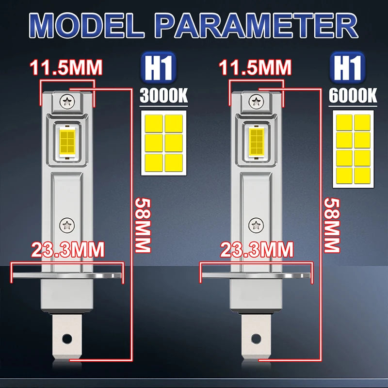 4000W 4200000LM H1 LED Headlight 6000K White Plug&Play 1:1 Fanless Mini Turbo Car Headlamp