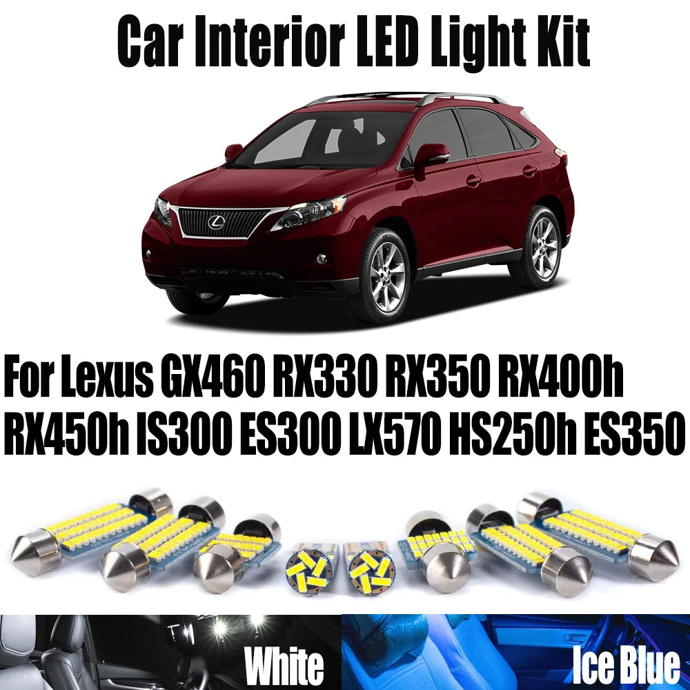 LED Interior Light Kit for Lexus GX460 RX330 RX350 RX400h RX450h IS300 ES300 LX570 HS250h ES350 Courtesy Ceiling Bulb...