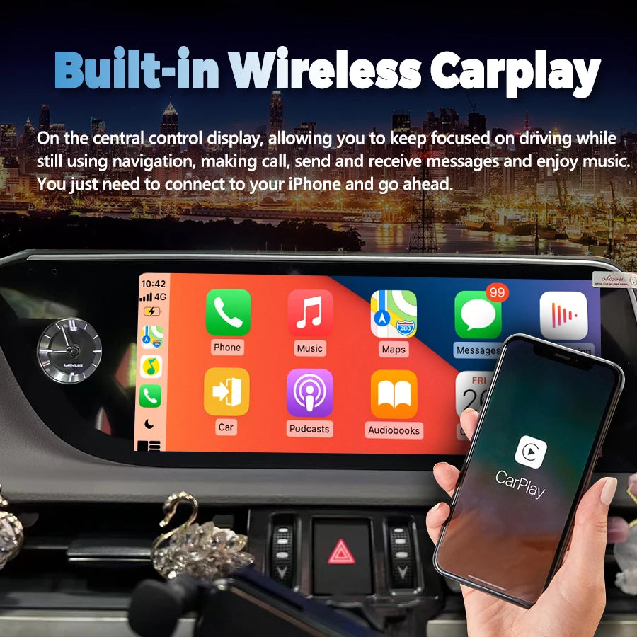 10.25" Android 14 Wireless Auto Radio CarPlay For Lexus UX UX200 UX250h Car Multimedia WiF