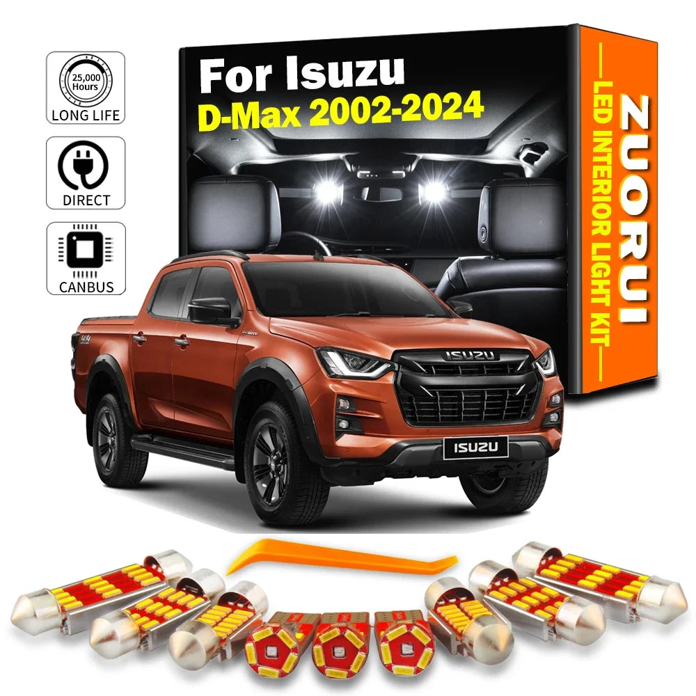 8-Piece LED Interior Light Kit for Isuzu D-Max Dmax 2002- 2018 - Canbus Dome Map Door Trunk Bulbs | AUTOKITSHOP