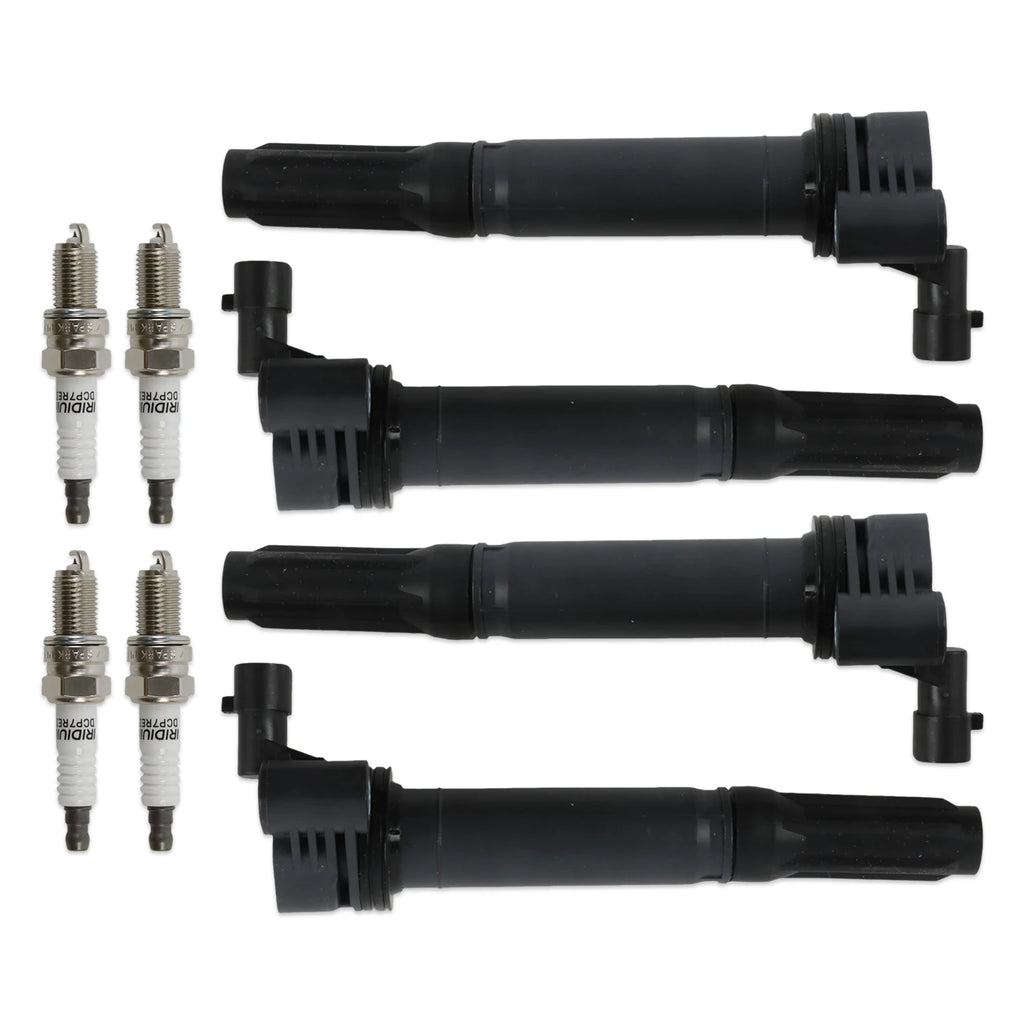 SINOCMP 4pcs ignition coils+ 4pcs Iridium Spark Plugs for Fiat 500 2012-2017 UF649+97637 C