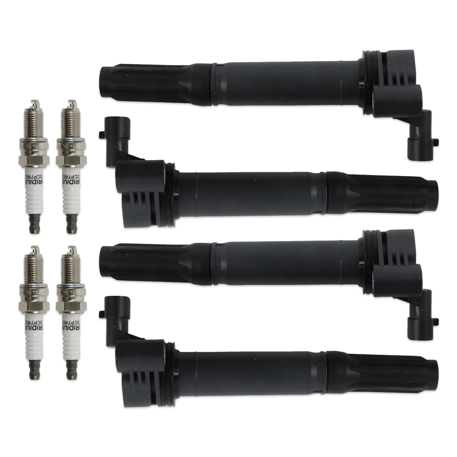 SINOCMP 4pcs ignition coils+ 4pcs Iridium Spark Plugs for Fiat 500 2012-2017 UF649+97637 C
