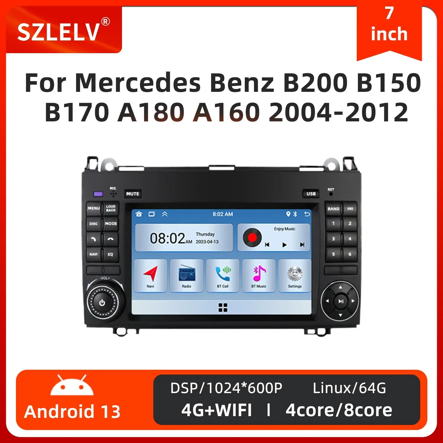 For Mercedes Benz B200 B250 B170 A180 A160 (2004-2012) Multimedia Audio Car Player with Na