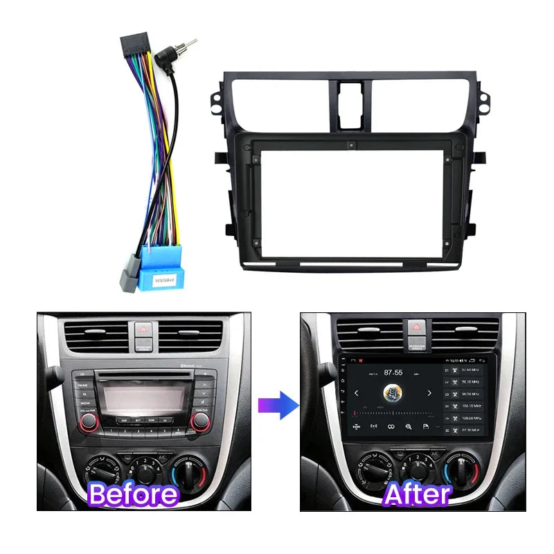 9'' Car Radio Frame Cable Dash Mount Kit for Suzuki Celerio 2015-2018 Android Stereo Plast | AUTOKITSHOP