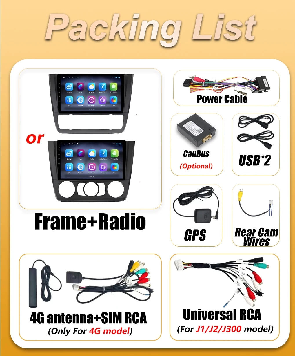 Android 16 Auto Car Radio For BMW 1 Series E81 E82 E87 E88 116i 118i 120i 130i 2004 - 2012 | AUTOKITSHOP