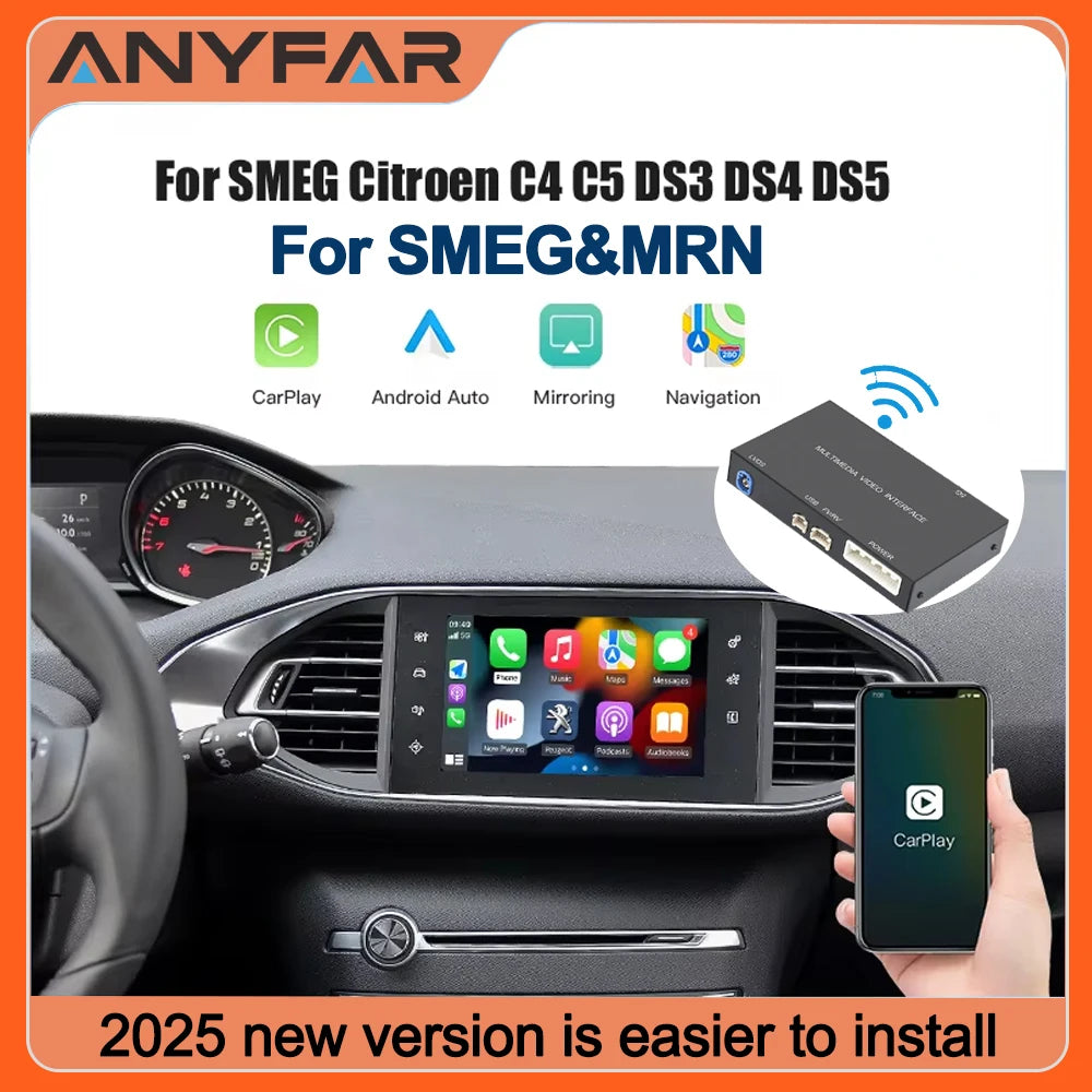 Wireless Carplay Android Auto for Peugeot Citroën SMEG MRN 2013-2018 C4 C5 DS4 DS3 DS5 308