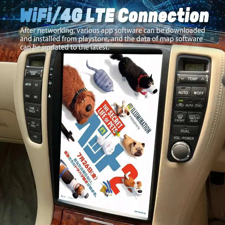 12.8" Android14 Screen Carplay For Toyota Crown GRS182 GRS184 2004 2005 2006 Auto Radio Ca