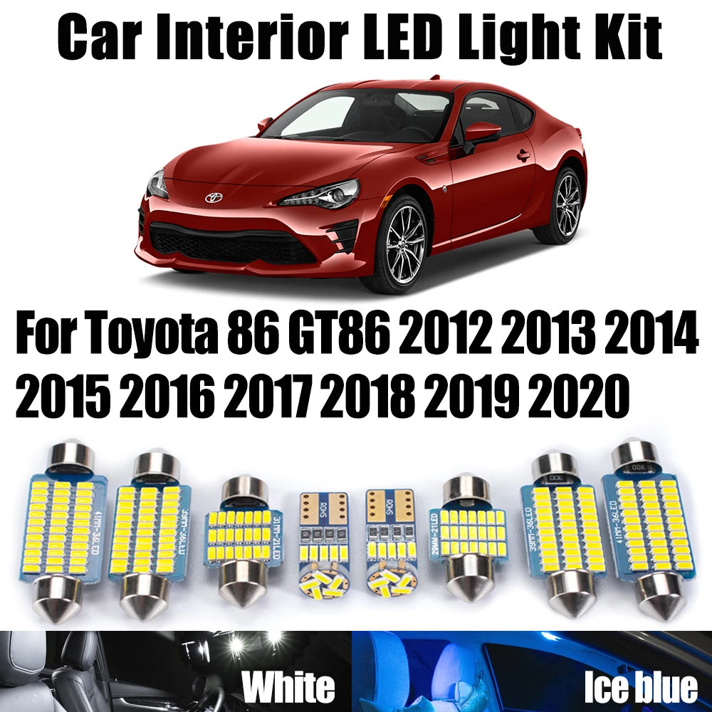 11-Piece LED Interior Light Kit for Toyota 86 GT86 2012 - 2016 - Canbus Dome Map Door Trunk Bulbs | AUTOKITSHOP