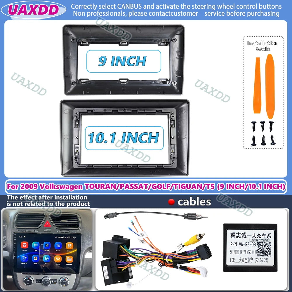 10.1 9 INCH Radio Frame for Volkswagen Touran Passat Golf Tiguan T5 2009 Android Player Fa