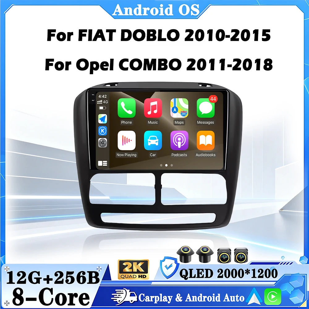 9 inch For FIAT DOBLO 2010-2015 For Opel COMBO 2011-2018 Wireless Carplay Android 16 Bluet
