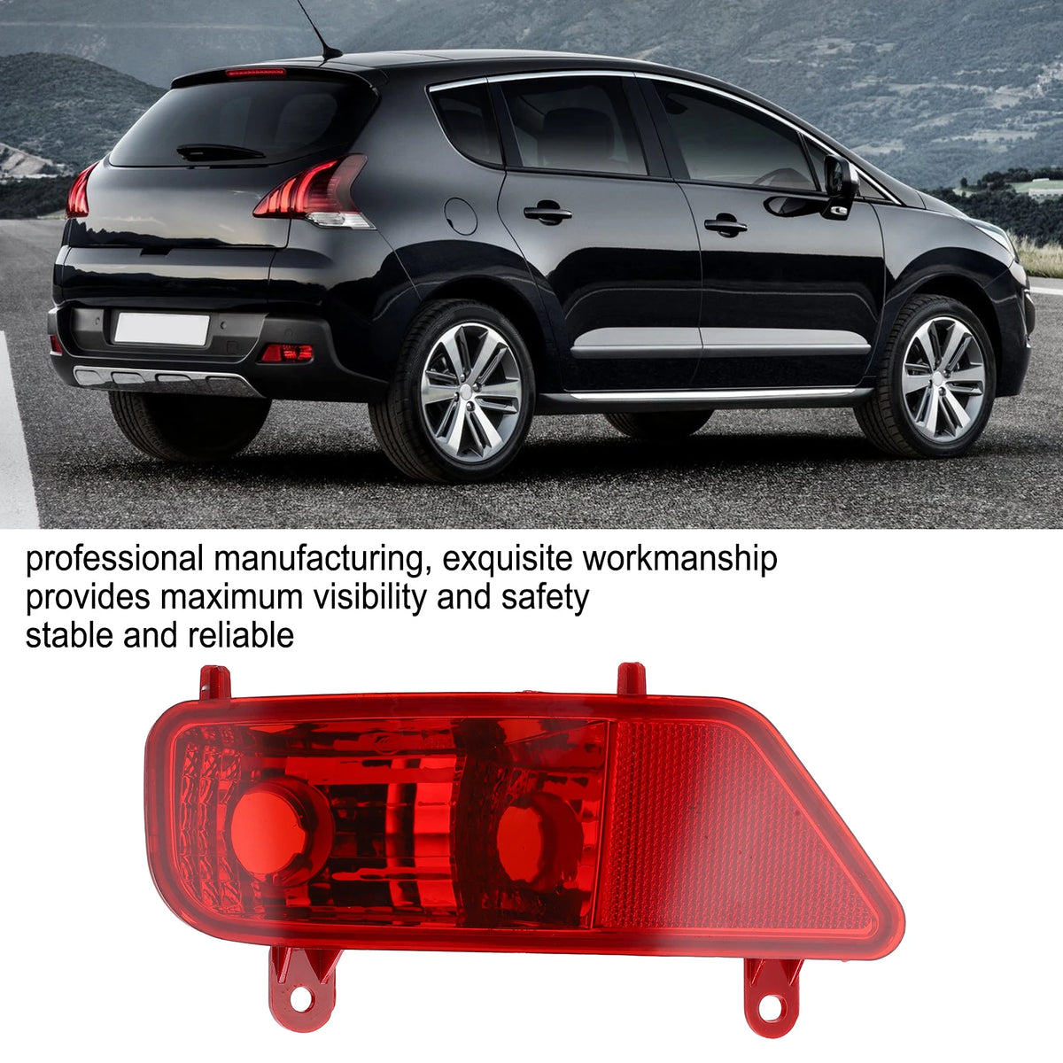 Red Rear Fog Light Assembly Car Accessories Replacement for PEUGEOT 3008 2009‑2016 - Canbus LED Car Light