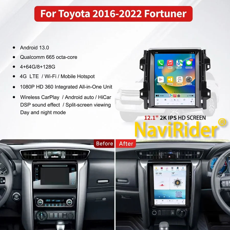 RHD LHD Carplay Radio For TOYOTA Fortuner HILUX Revo 2016-2022 2Din TouchScreen Multimedia | AUTOKITSHOP