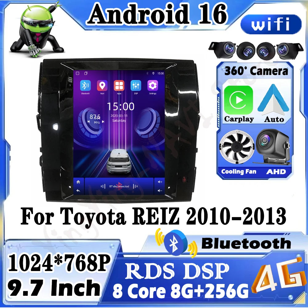 Android 16 Auto For Toyota REIZ 2010-2013 Car Radio Stereo Multimedia Player Navigation GP