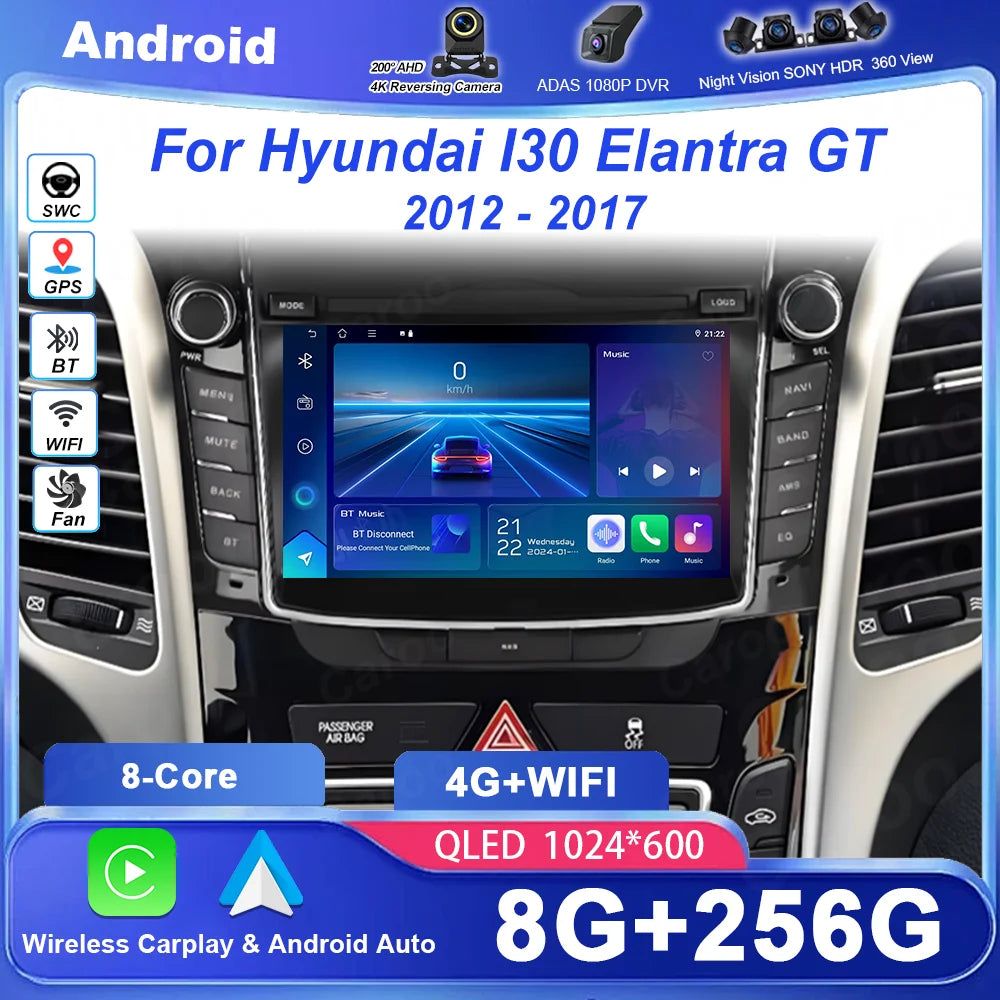 Car Android GPS Navigation For Hyundai I30 Elantra GT 2012-2017 Auto Radio Stereo Multimid