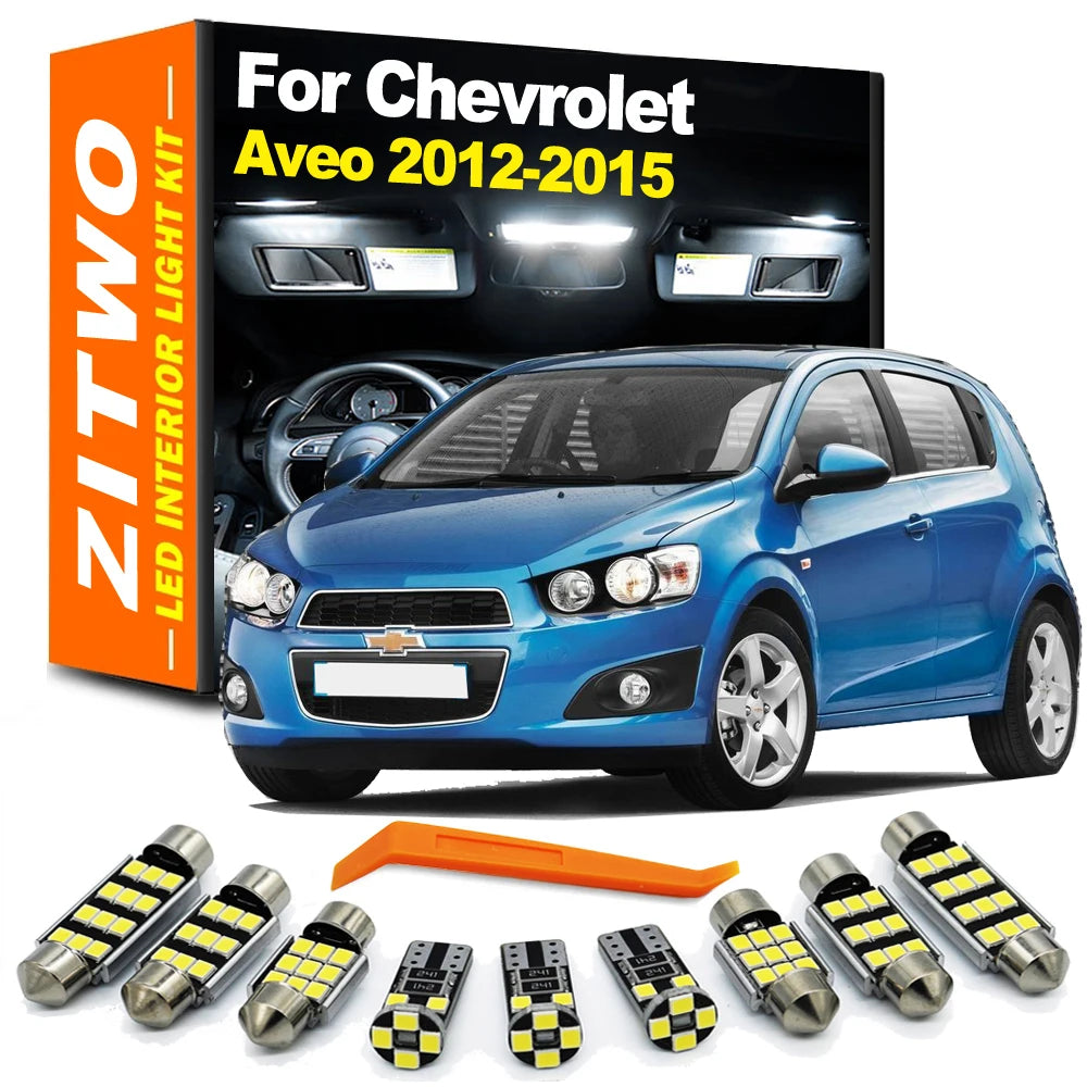ZITWO 8Pcs Car LED Interior Dome Map Trunk Light Kit For Chevrolet Chevy Aveo 2012 2013 2014 2015 License Plate Lamp Accessories