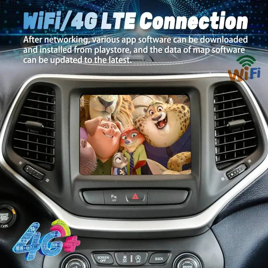 For Jeep Cherokee 2014-2021 Stereo Navigation GPS Carplay Car 8.4'' Android 15 Screen Mult