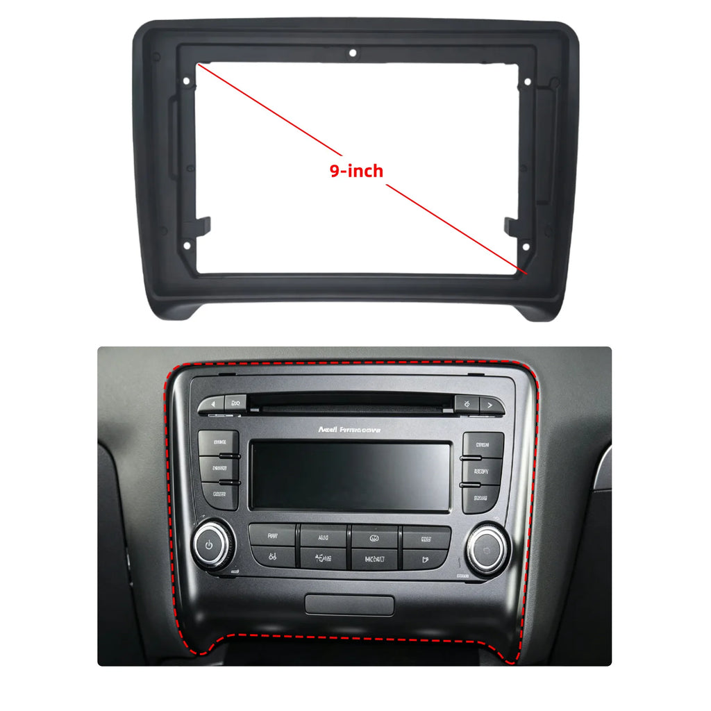 9 Inch Car Radio Dashboard Frame Panel For Audi TT A3 A4 2-DIN Stereo Kit Mounting Bracket