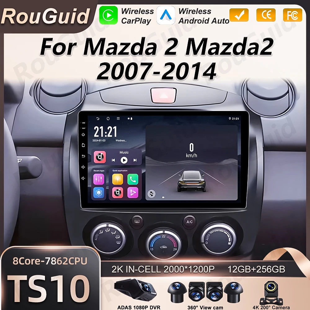 Android16 Auto Car Radio For Mazda 2 Mazda2 2007 2008 2009 2010 2011 2012 2013 2014 Carpla | AUTOKITSHOP