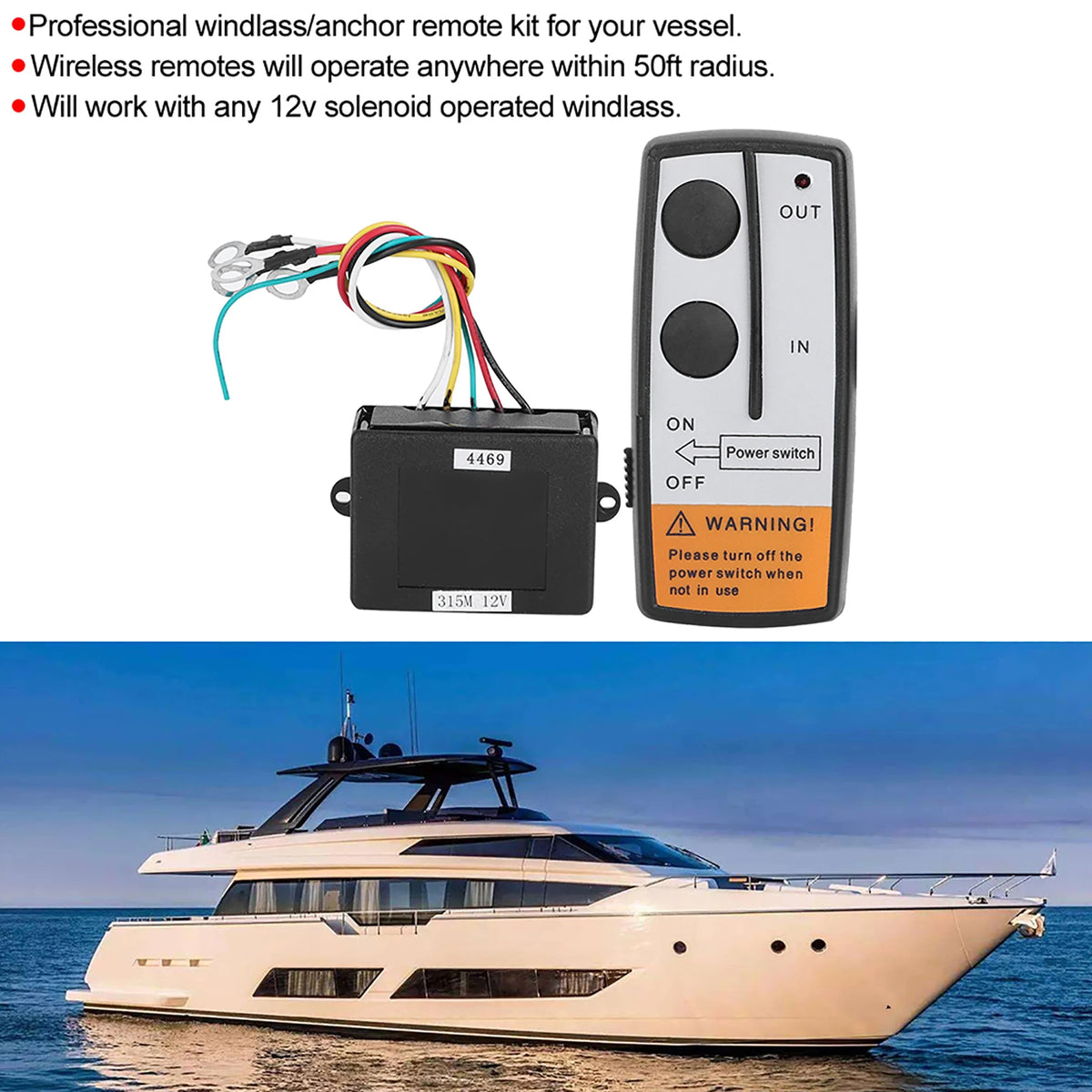 Anchor Remote Windlass Wireless Switch Trim Controller Marine Boat Accessory With Windlass Remot - Automotive LED Light