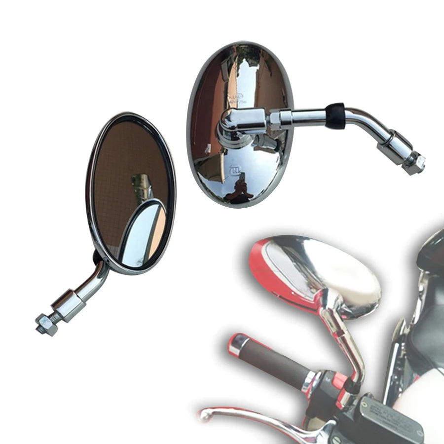 Universal Retro oval modified coffee short handle plating rearview mirror large field of v