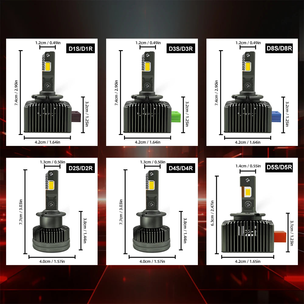 D3S LED Headlights D1S D2S D4S D5S D1R D2R D3R D4R HID Light Bulbs 50000LM LED Chip 6000K