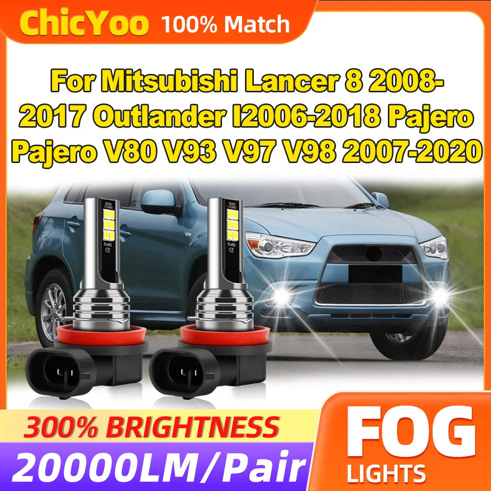 60W Fog Lights 20000LM Fog Lamps 6000K For Mitsubishi Lancer 8 2008-2017 Outlander I2006-2